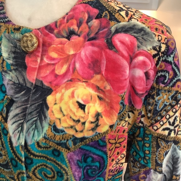 Jacques Fath Paris Vintage Floral Jacket EU Size 42 - Picture 4 of 10